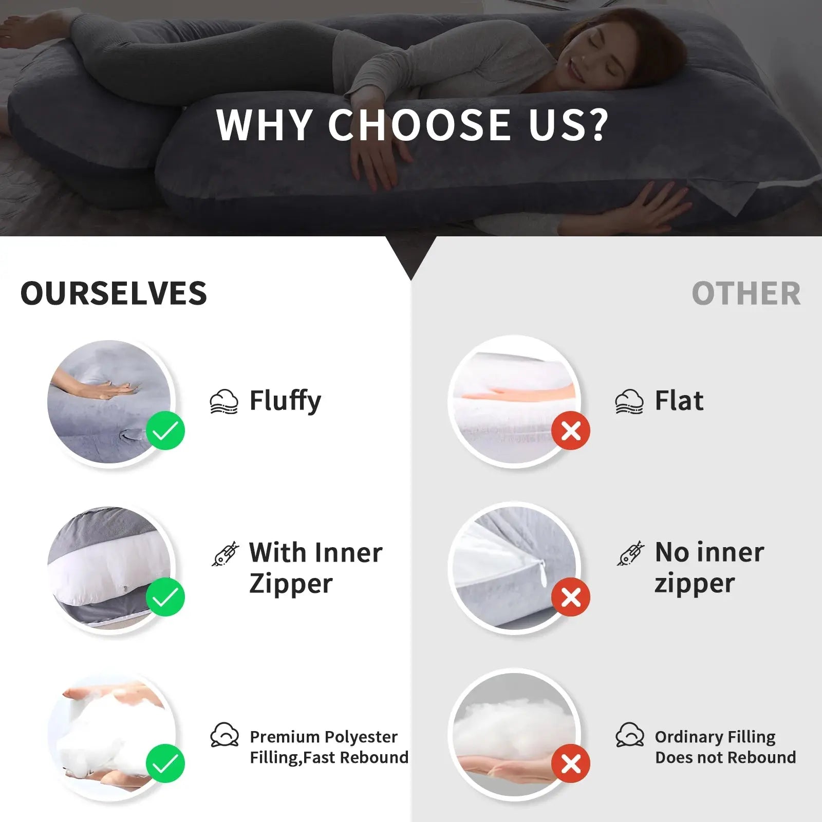 Pregnancy Pillows for Sleeping, G Shaped Full Body Maternity Pillow with Removable Cover - Support for Belly for Pregnant Women luxecrown.co.uk
