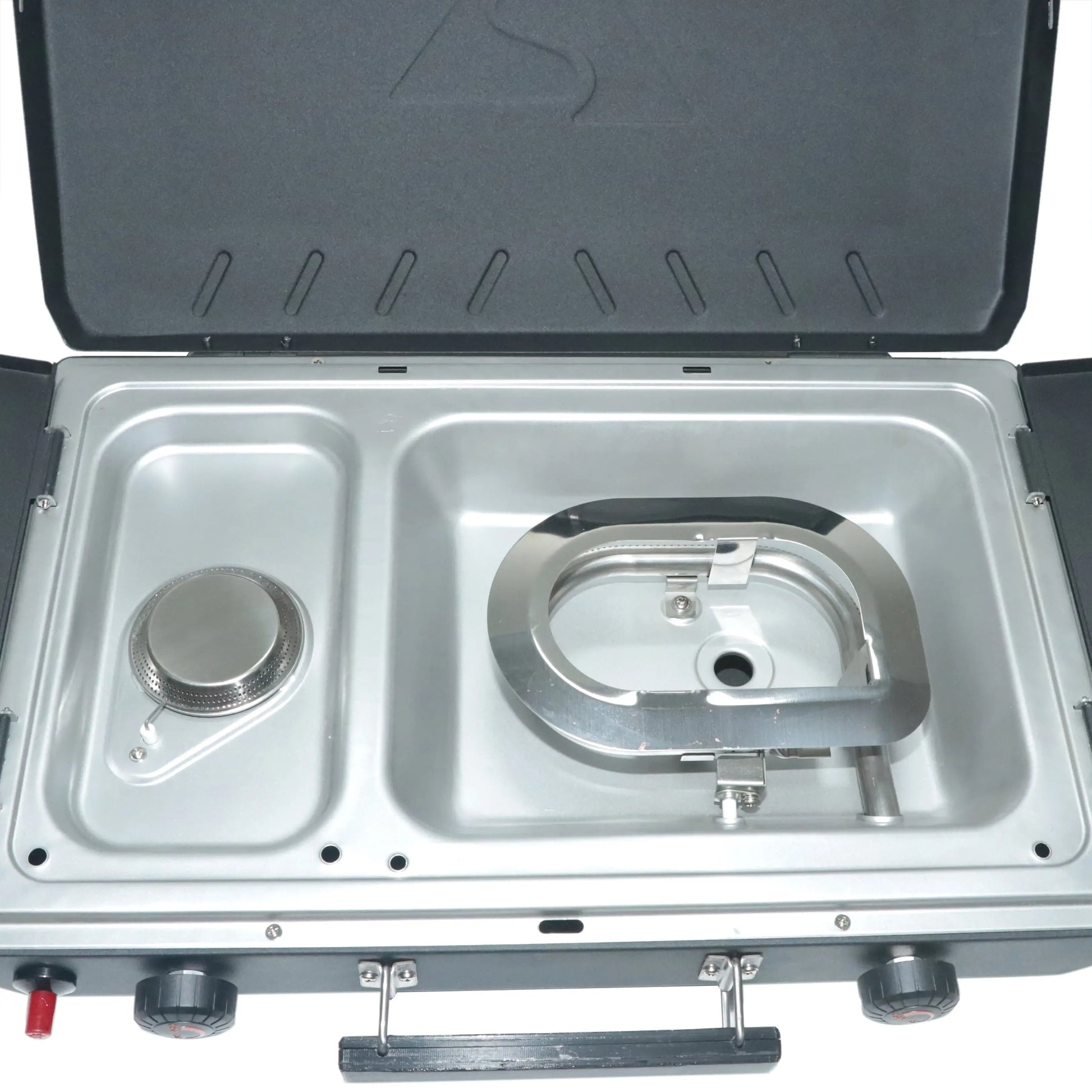 camp stove with 2 burners Propane 2-In-1 Portable 2 Burner Grill Camp Stove, Model GCT2220WB - Streetsharks