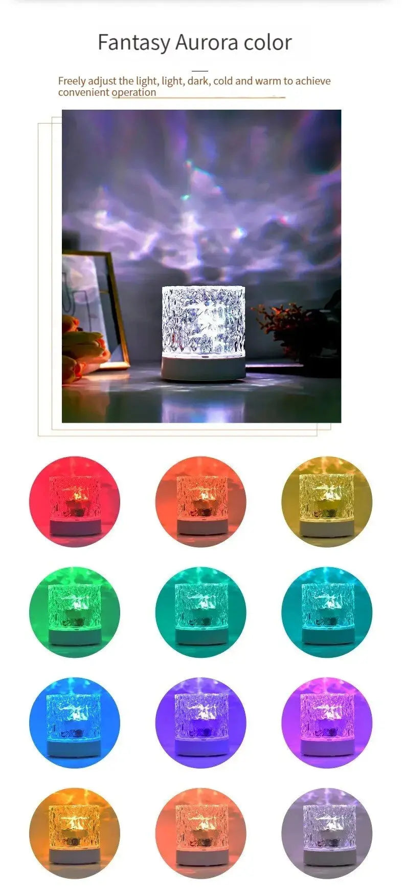 Rechargeable 16 Color LED Water Ripple Projector Night Light Remote Control Bedroom Ambient Lamp RGB Dimmable Crystal Table Lamp luxecrown.co.uk