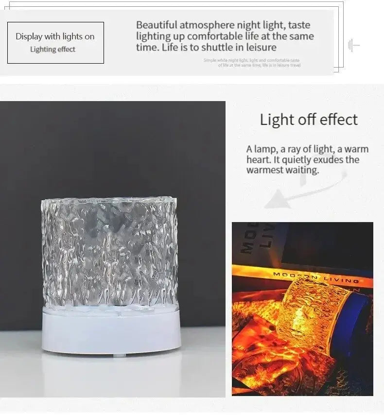 Rechargeable 16 Color LED Water Ripple Projector Night Light Remote Control Bedroom Ambient Lamp RGB Dimmable Crystal Table Lamp luxecrown.co.uk