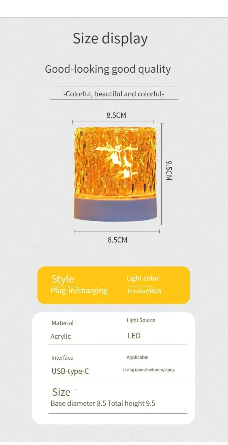 Rechargeable 16 Color LED Water Ripple Projector Night Light Remote Control Bedroom Ambient Lamp RGB Dimmable Crystal Table Lamp luxecrown.co.uk