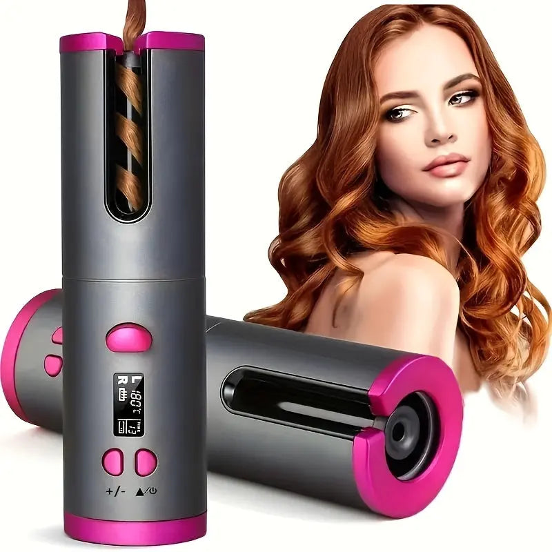 Rechargeable Cordless Automatic Hair Curler - Adjustable Temperature & Timer, Portable Wireless Styling Tool with Easy Curl Direction Control, Perfect Mother's Day Gift or Gifts for Women, Stylish Hair Accessories for Salon-Q Streetsharks