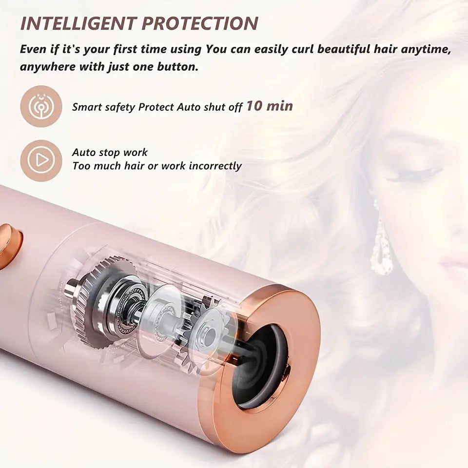 Rechargeable Cordless Automatic Hair Curler - Adjustable Temperature & Timer, Portable Wireless Styling Tool with Easy Curl Direction Control, Perfect Mother's Day Gift or Gifts for Women, Stylish Hair Accessories for Salon-Q Streetsharks