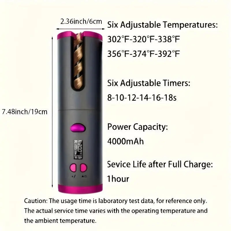 Rechargeable Cordless Automatic Hair Curler - Adjustable Temperature & Timer, Portable Wireless Styling Tool with Easy Curl Direction Control, Perfect Mother's Day Gift or Gifts for Women, Stylish Hair Accessories for Salon-Q Streetsharks