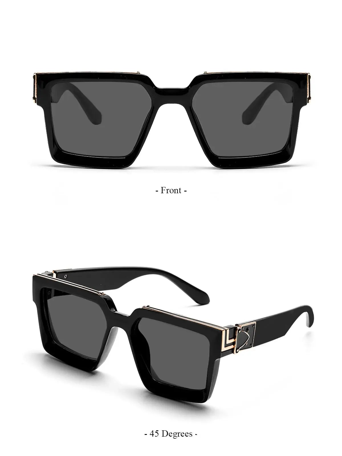 Ruiao Retro Black Millionaire Shades Luxury Sunglasses 2024 For Men Designer Famous Brand Square Sun Glasses Man Women Sunglass Streetsharks