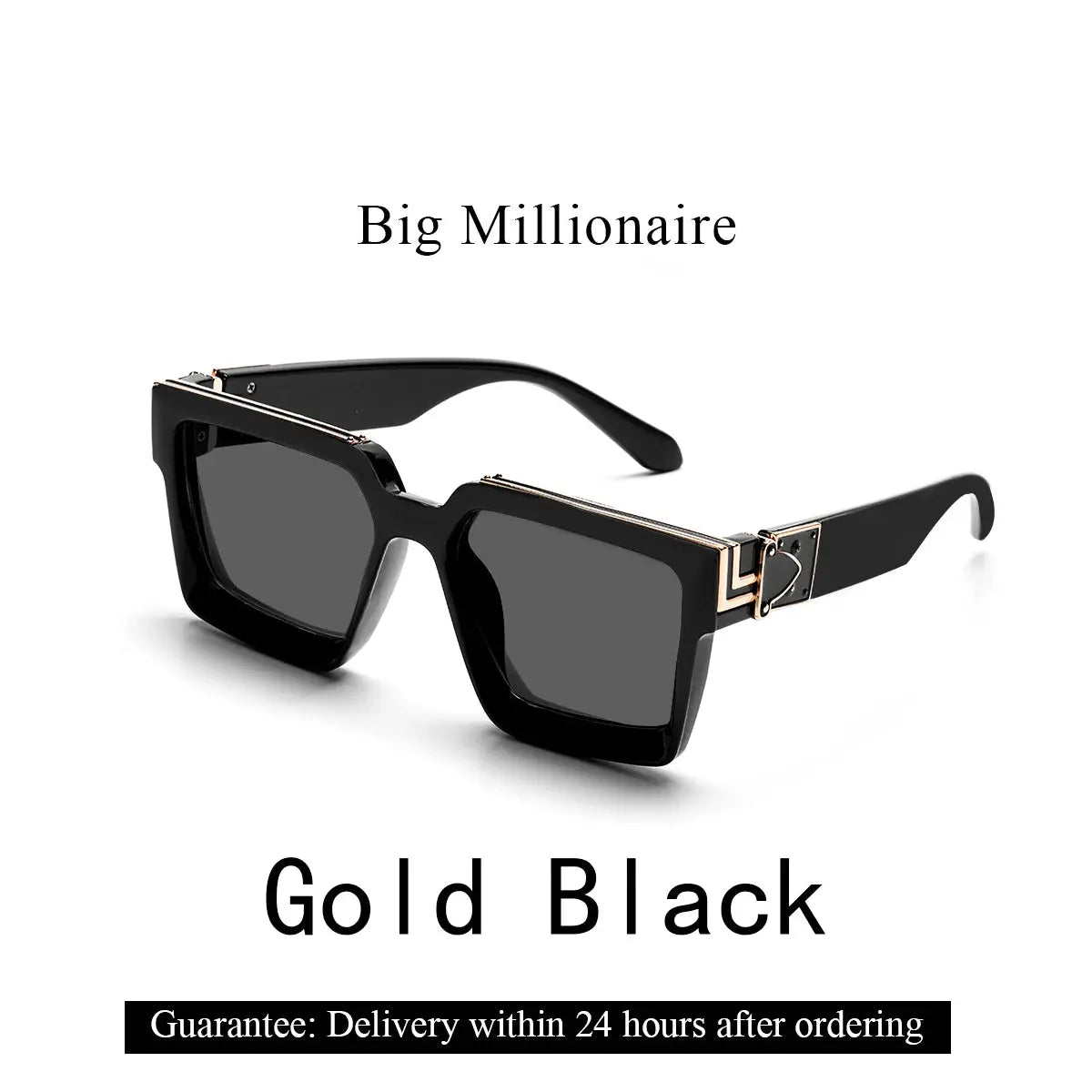 Ruiao Retro Black Millionaire Shades Luxury Sunglasses 2024 For Men Designer Famous Brand Square Sun Glasses Man Women Sunglass Streetsharks