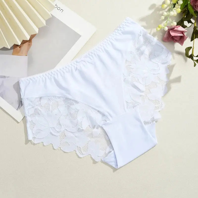 S-XXL Women Lace Panties Patchwork Seamless Underwear Sexy Luxury Hollow Out Solid Briefs Girls' Mid Rise Breathable Lingerie luxecrown.co.uk