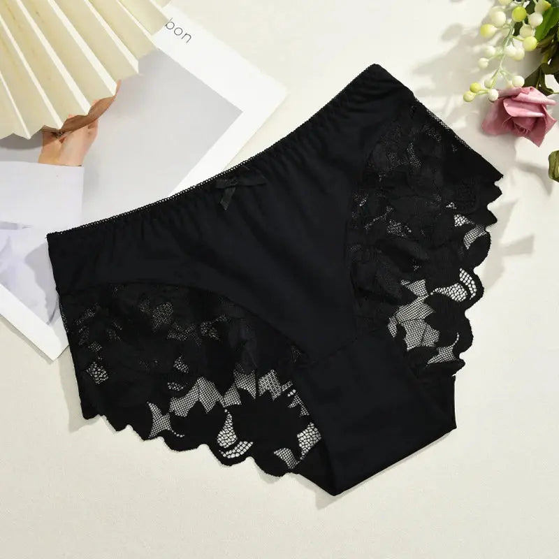S-XXL Women Lace Panties Patchwork Seamless Underwear Sexy Luxury Hollow Out Solid Briefs Girls' Mid Rise Breathable Lingerie luxecrown.co.uk