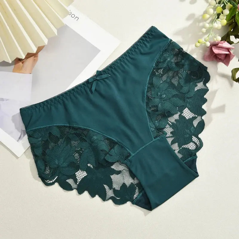 S-XXL Women Lace Panties Patchwork Seamless Underwear Sexy Luxury Hollow Out Solid Briefs Girls' Mid Rise Breathable Lingerie luxecrown.co.uk