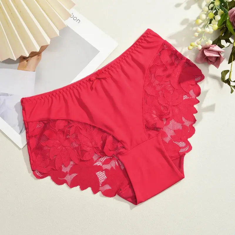 S-XXL Women Lace Panties Patchwork Seamless Underwear Sexy Luxury Hollow Out Solid Briefs Girls' Mid Rise Breathable Lingerie luxecrown.co.uk