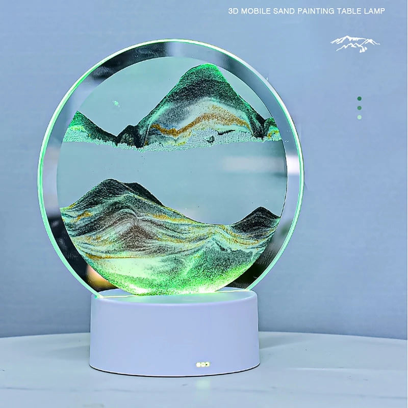3D Hourglass Table Lamp 7 Color RGB Adjustable Moving Sand Quicksand Flowing Sand Art Picture Deep Sea Sandscape Home Decor Gift Streetsharks