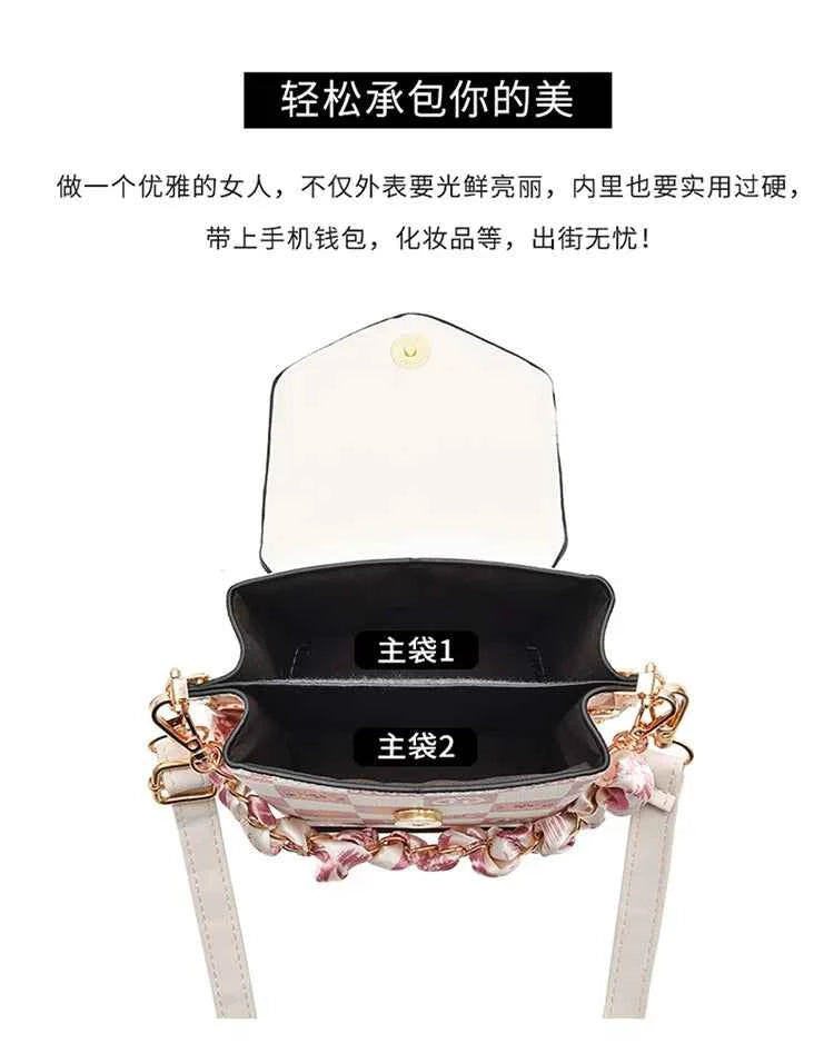 Wear-resistant PU leather mini single-shoulder bag for women, flip cover cartoon square graffiti crossbody bag