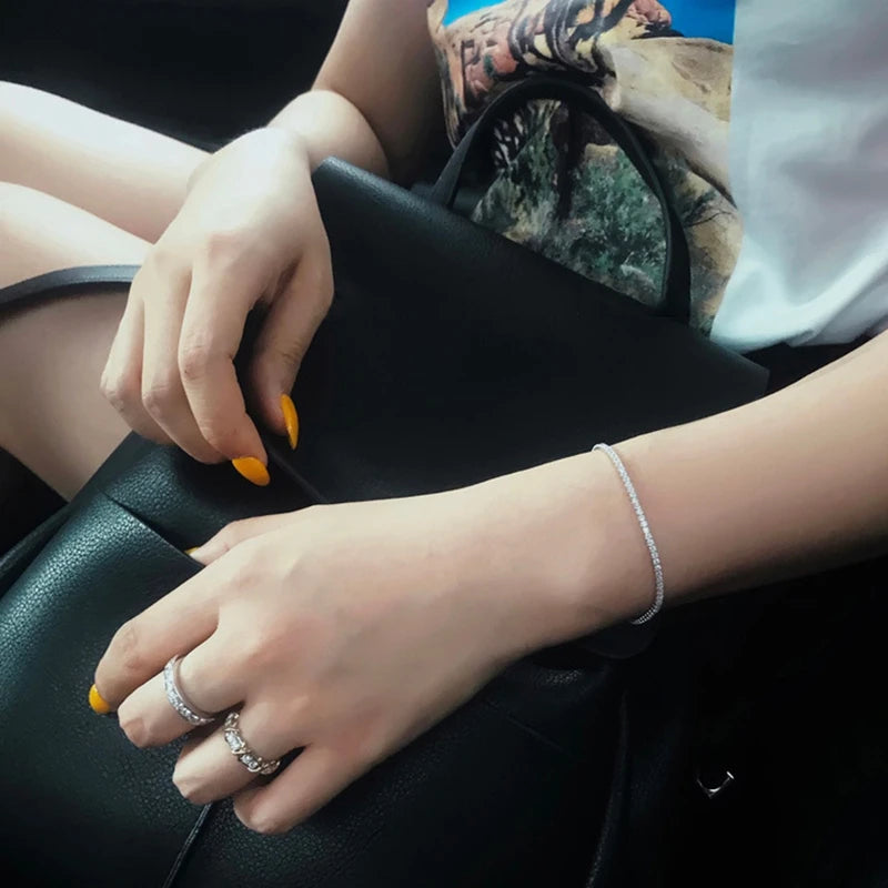 925 Sterling Silver Zircon Bracelet For Women Luxury Handy Adjustable New Ladies Jewelry Birthday Party Fashion Jewelry Gift Streetsharks