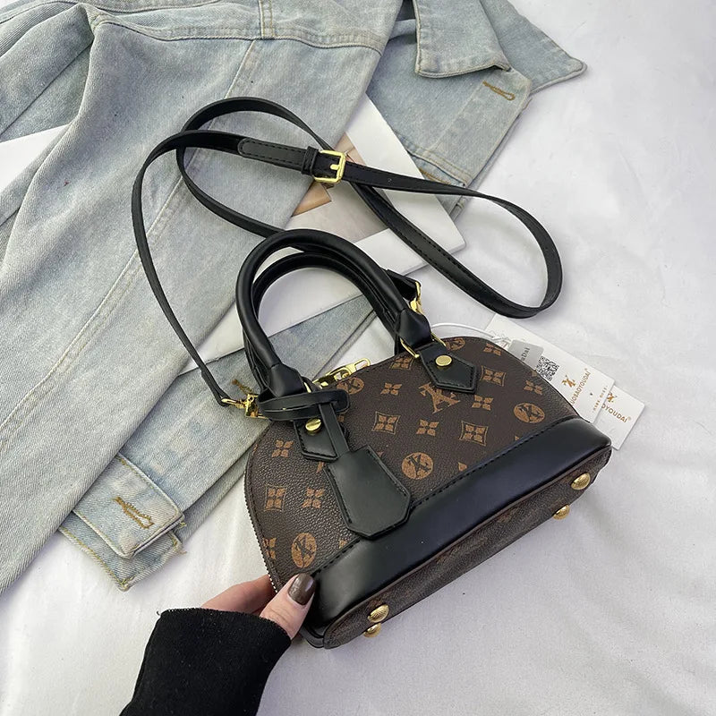 Fashion Luxury Design Women's Shell Handbag Retro Print PU Leather Shoulder Bag Girls Street Trend Premium Crossbody Bag Soft luxecrown.co.uk