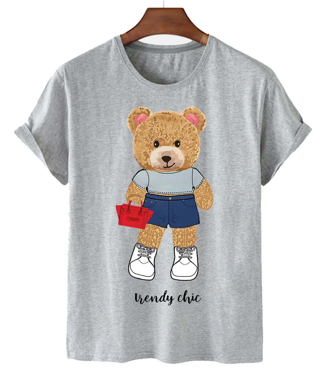 Funny Bear Print Tshirt Women Fashion Cartoon Harajuku Casual T-shirt Female Summer Short Sleeved Top Tees Unisex T Shirt luxecrown.co.uk