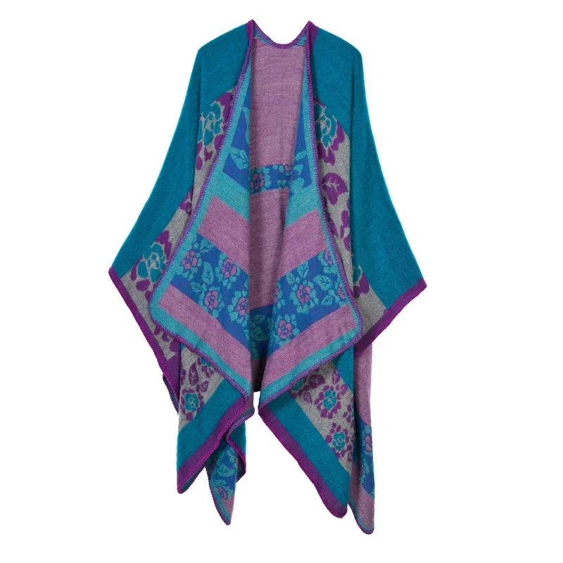 Winter Fashion Poncho Women Capes Scarf Imitation Cashmere Ladies Scarves Warm Shawls Wraps Woman Ponchos Bufanda Mujer Foulard luxecrown.co.uk