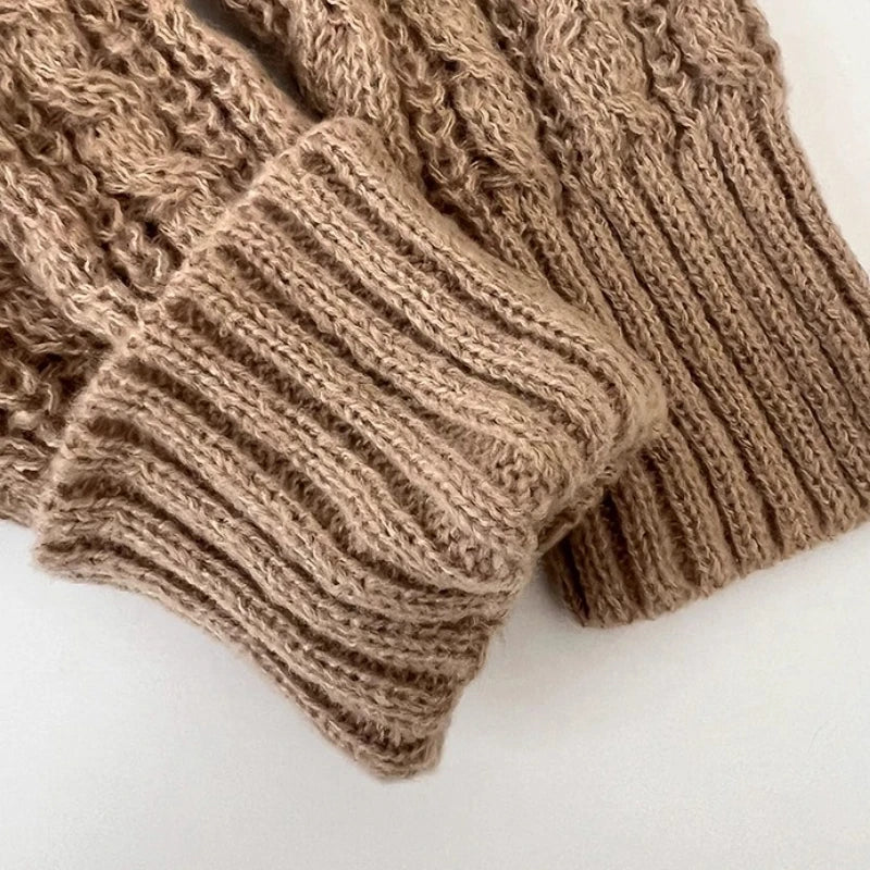 Autumn Striped Sweater Women Knitwears Solid Loose V Neck  Knit Pullover Warm Long Sleeves Tops Khaki Knitted Jumpers Women