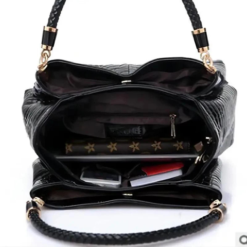 Women's Bag Large Capacity Tote Daily Commute Women's Shoulder Bag Crocodile Print Bright Face Handbag Shopping luxecrown.co.uk