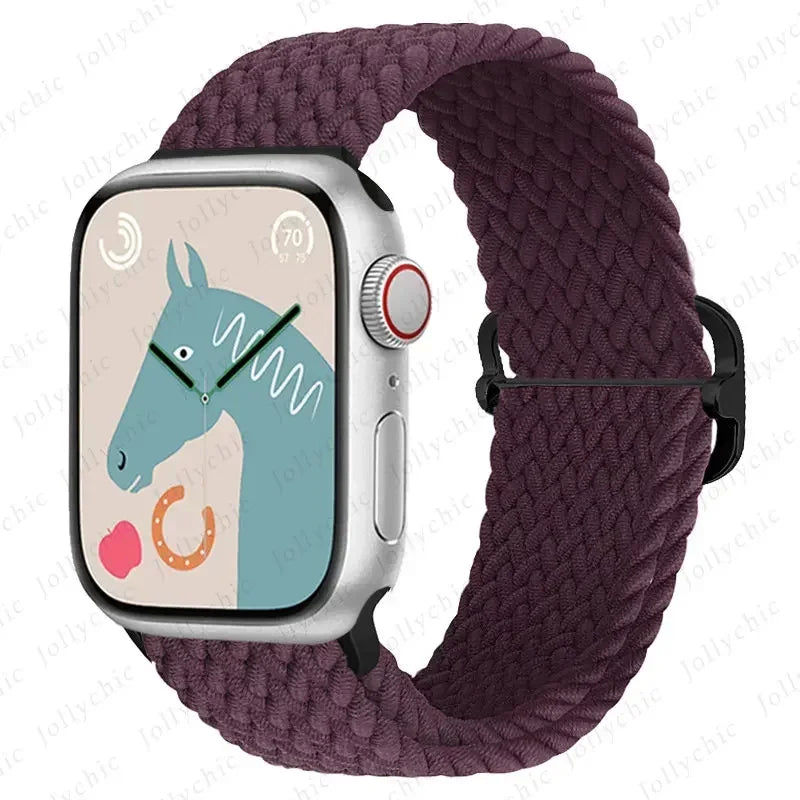 Braided Loop Strap For Apple Watch Band 42/46mm 45/41mm 38/40mm 44mm 49mm Nylon Solo Bracelet iWatch series 10 9 se 8 7 6 Ultra2 luxecrown.co.uk