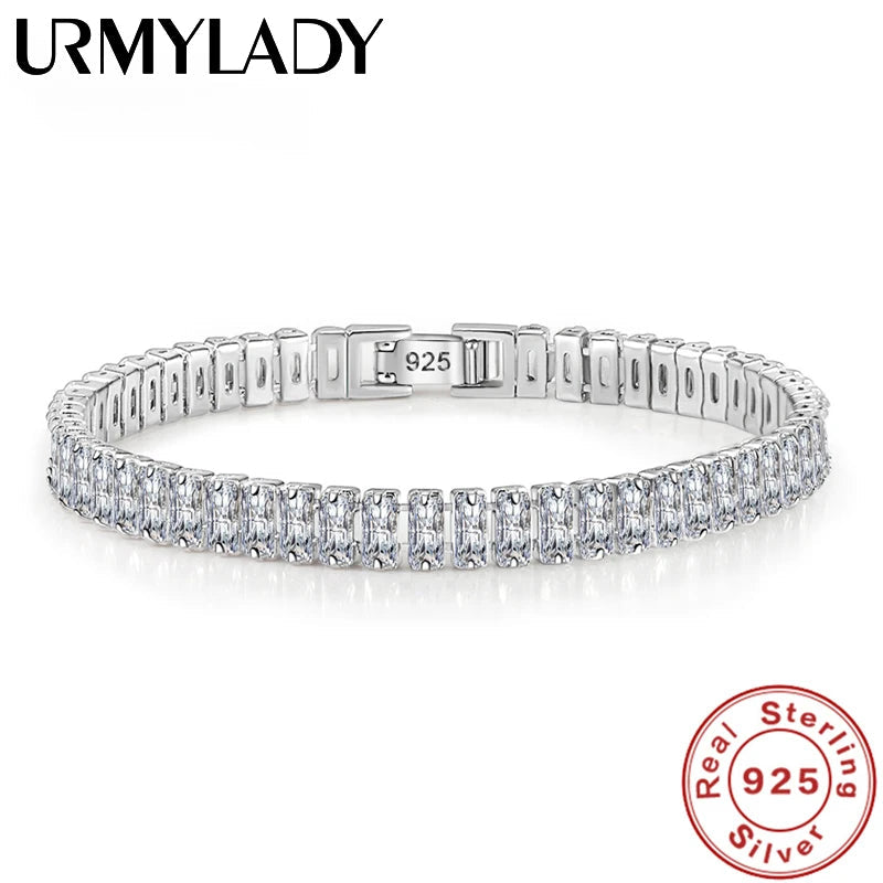 luxury designer 925 Sterling Silver fine Crystal Bracelet For Women fashion Jewelry Engagement Wedding Glamour Jewelry 18CM Streetsharks