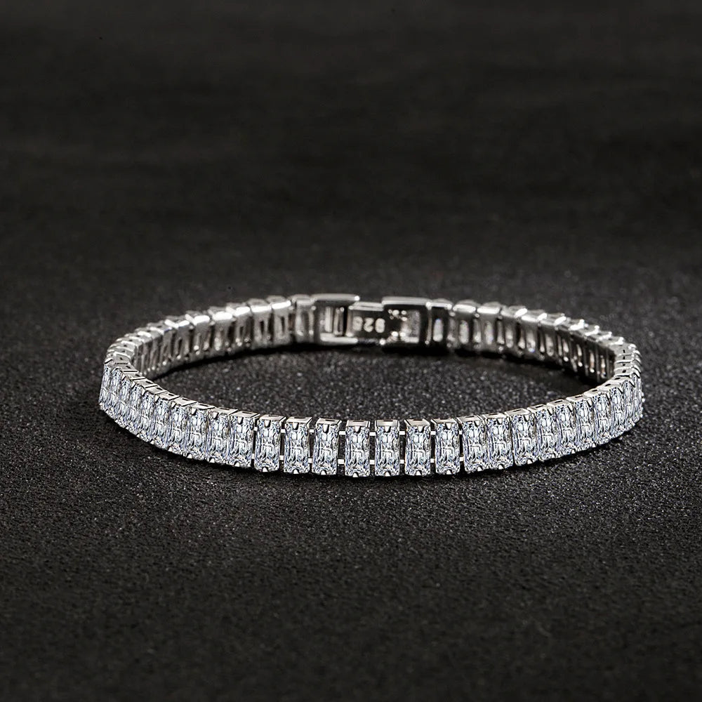 luxury designer 925 Sterling Silver fine Crystal Bracelet For Women fashion Jewelry Engagement Wedding Glamour Jewelry 18CM Streetsharks