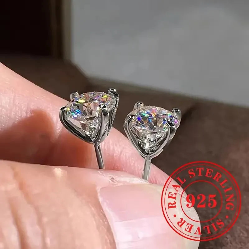 Huitan 925 Sterling Silver Shining White Cubic Zirconia Stud Earrings Luxury High Quality Jewelry Women Wedding Eternity Jewelry Streetsharks