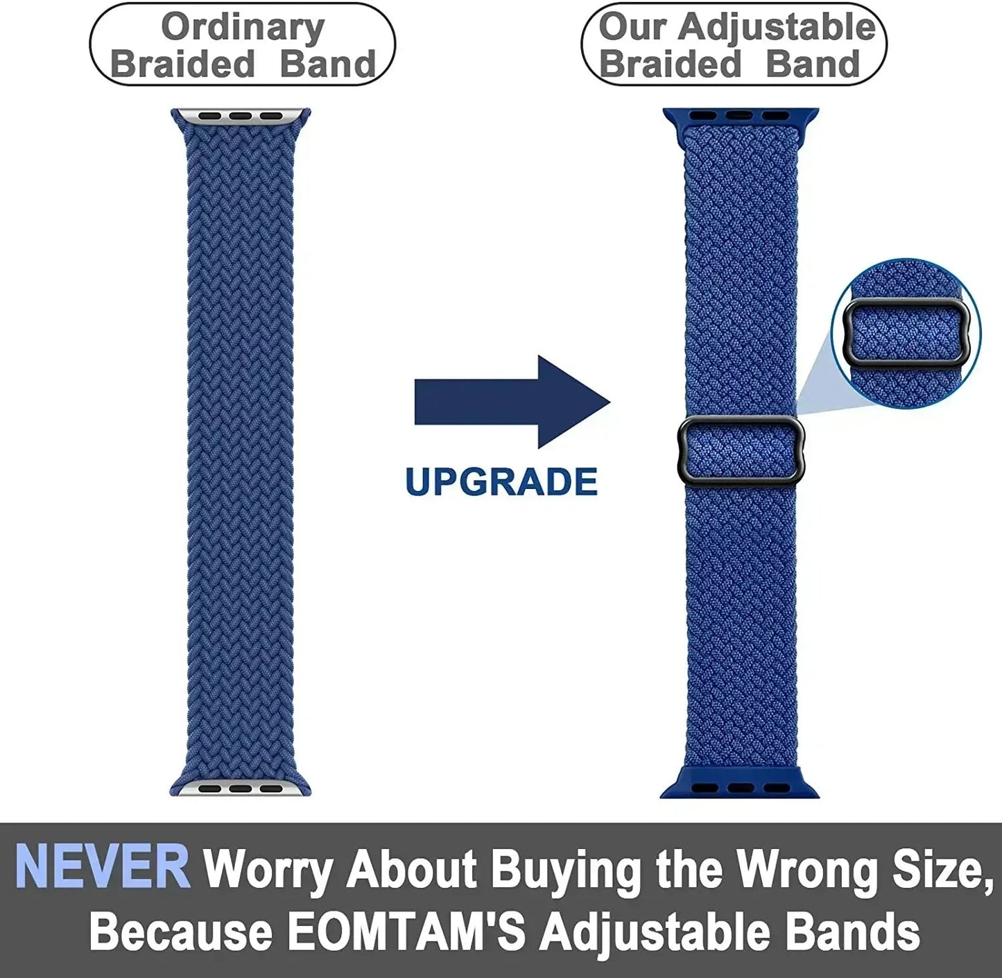 Braided Loop Strap For Apple Watch Band 42/46mm 45/41mm 38/40mm 44mm 49mm Nylon Solo Bracelet iWatch series 10 9 se 8 7 6 Ultra2 luxecrown.co.uk