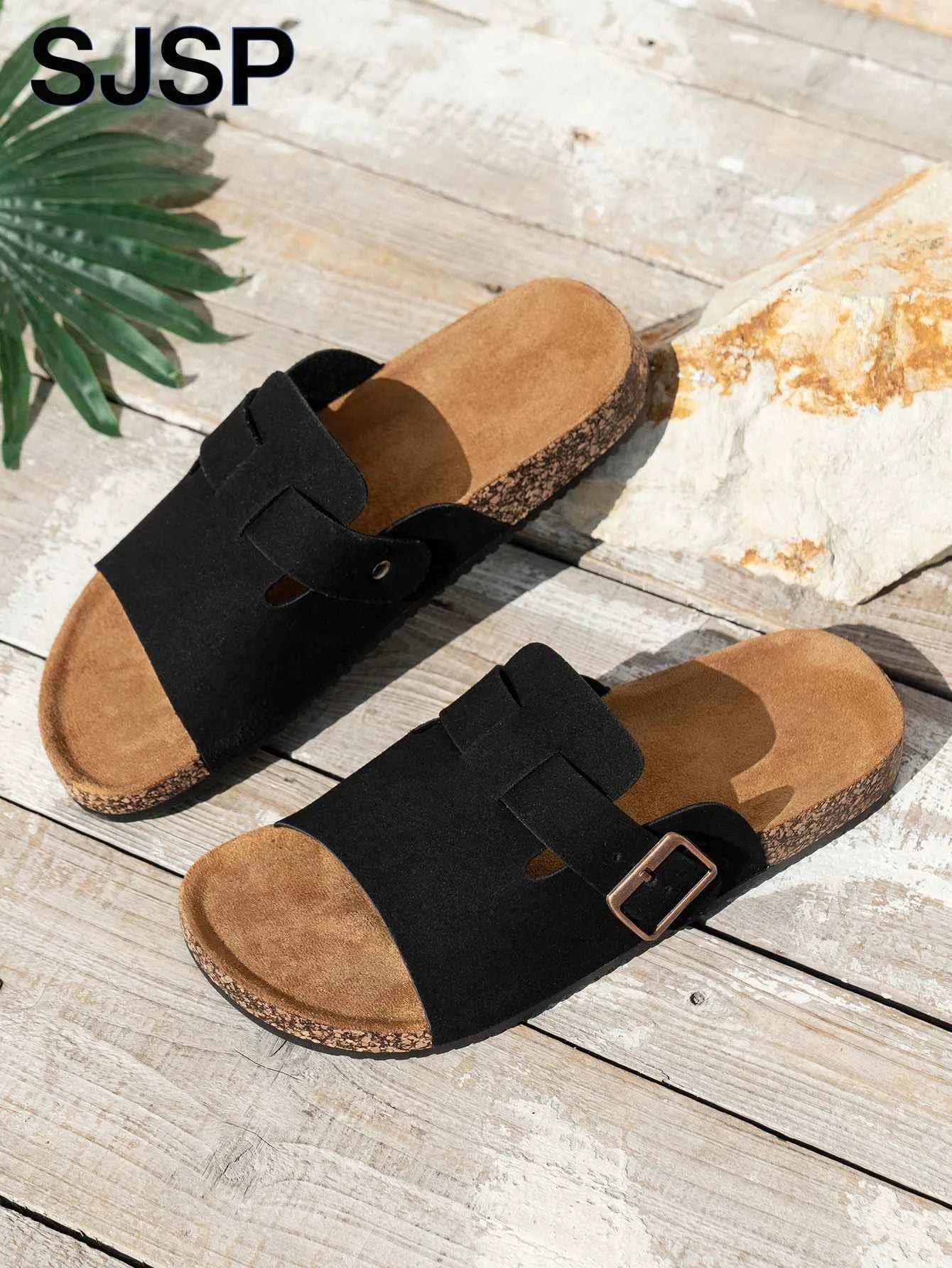 Couple's Summer Casual Men's Sandals, Simple Solid Color Slippers - Casual Backless Slippers with Black Upper and Black Straps, Suitable for Indoor/Outdoor Wear/Beach Leisure luxecrown.co.uk