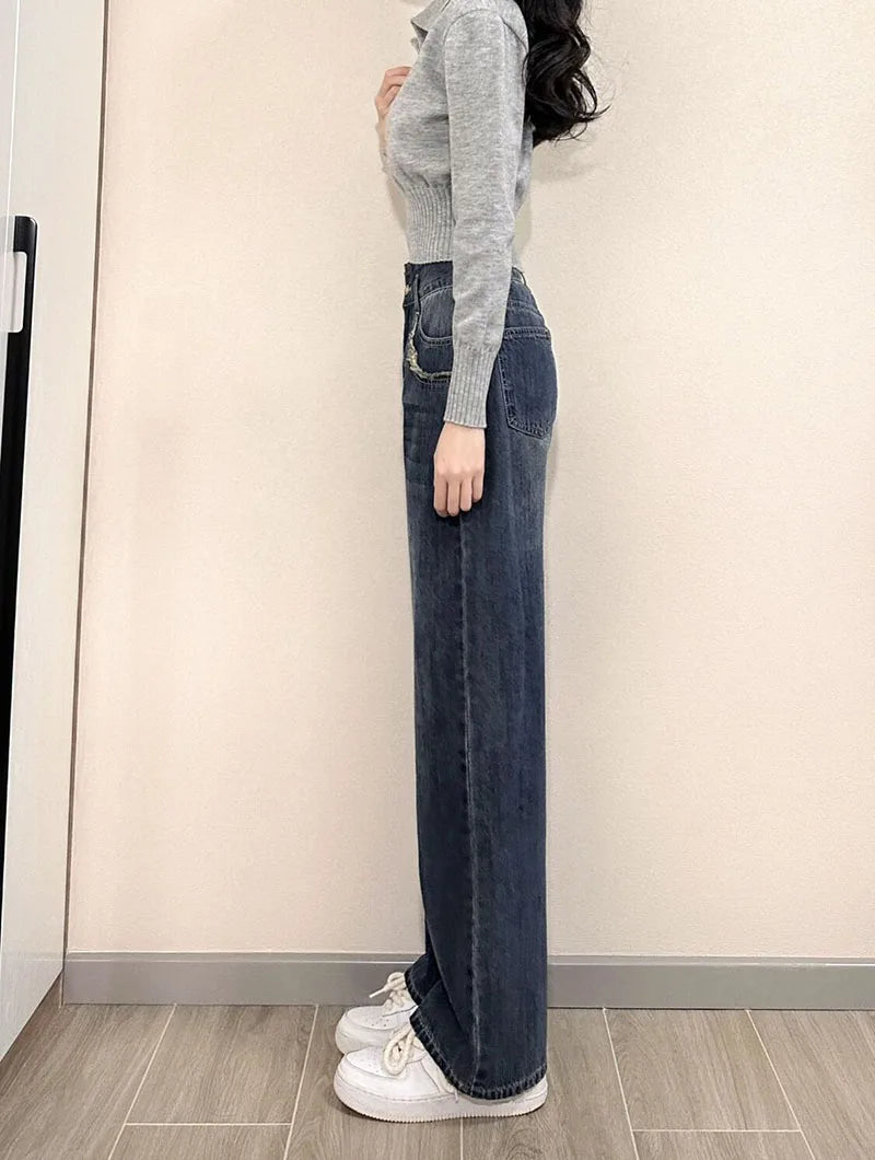 Korean Chic Turndown Collar Sweaters Female Gray Slim Fit Long Sleeve Cropped Sweater for Woman Streetwear Knit Pullovers