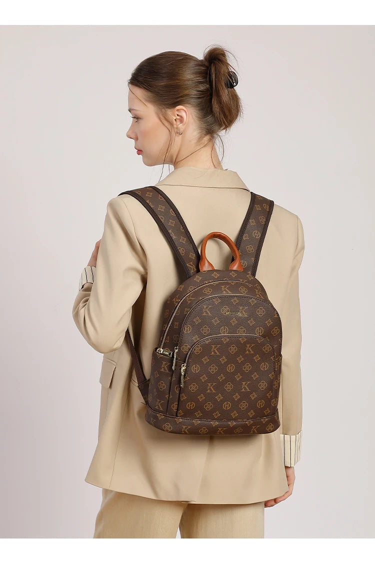 Mkf Genuine Vintage Retro Casual Backpack for Women, Original Design Niche Women's Bag, Large Capacity Travel Trendy Bag luxecrown.co.uk