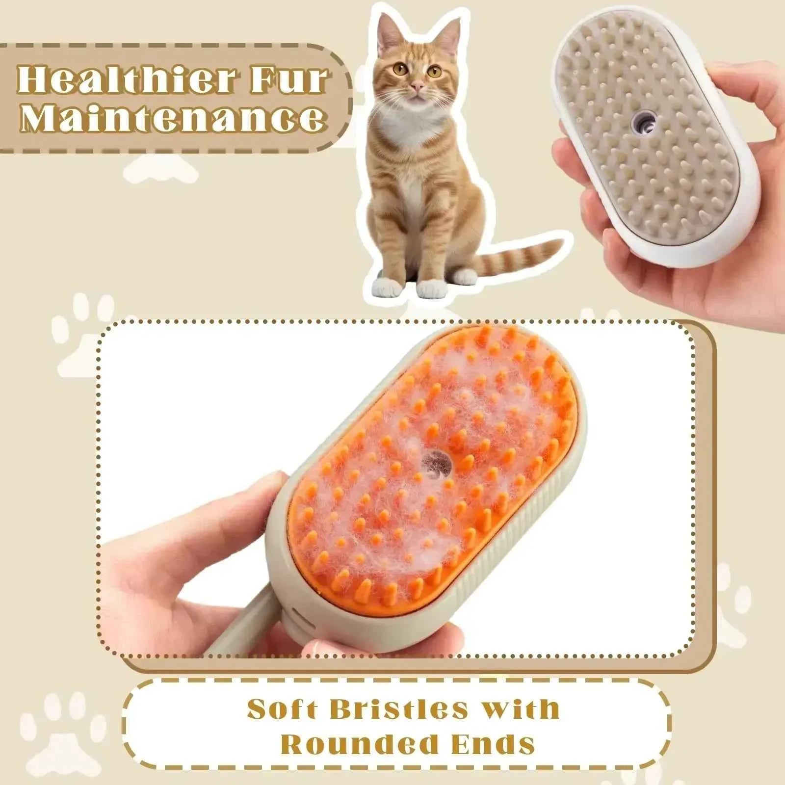 1~2pcs Steamy Pet Grooming Brush, 3-in-1 Spray Massage Dog Cat Comb, Loose Hair & Tangled Fur Removal