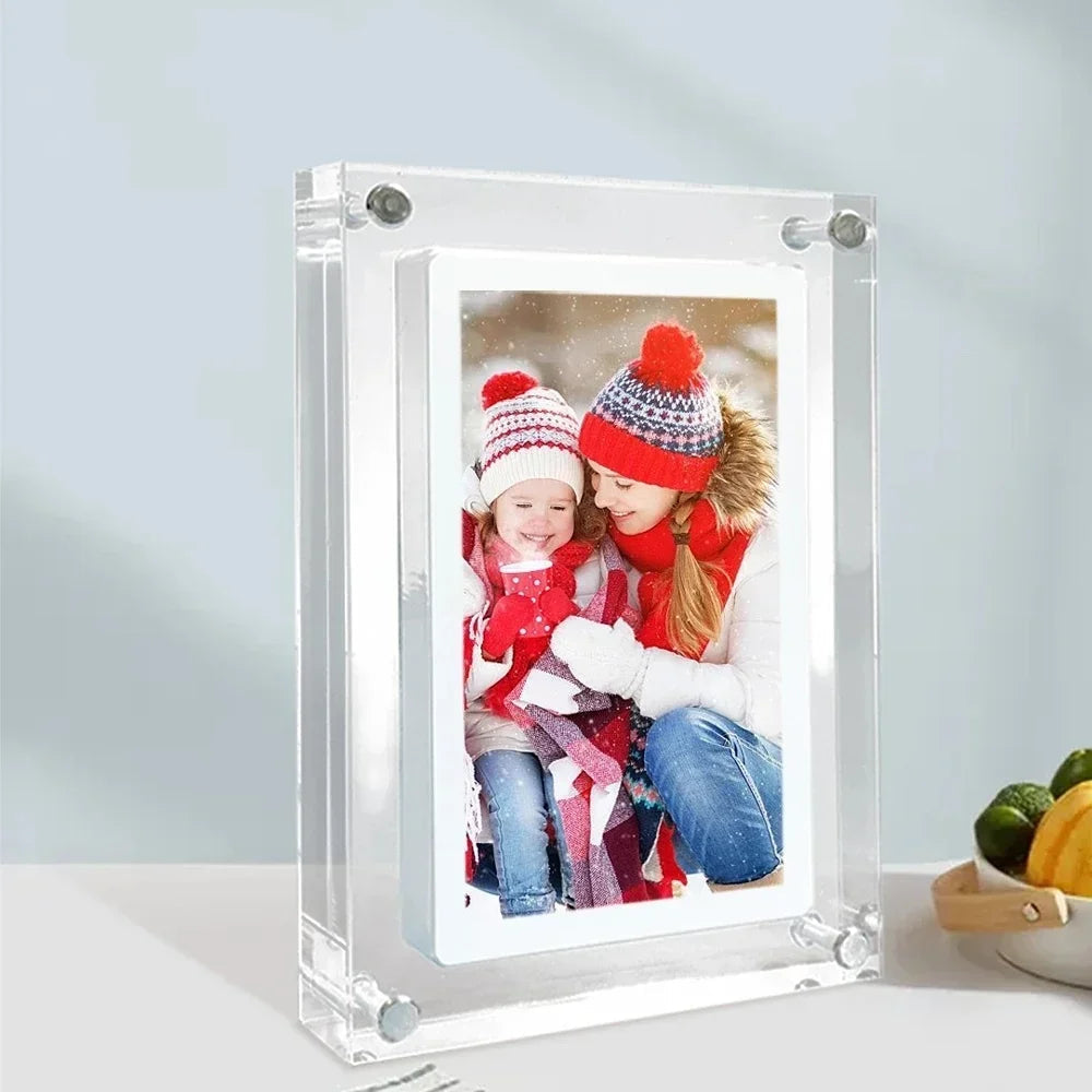 **CrystalView 5" Acrylic Digital Photo Frame – IPS Display | 1000mAh Battery | 2GB Memory** Streetsharks