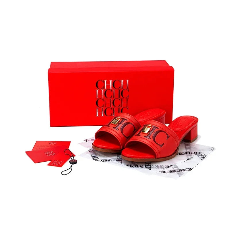 CH 2026 Elegant Women's Sandals Leather Dressy Party Evening Luxury Metal Buckle Non Slip Comfort Women Shoes Gift Box luxecrown.co.uk