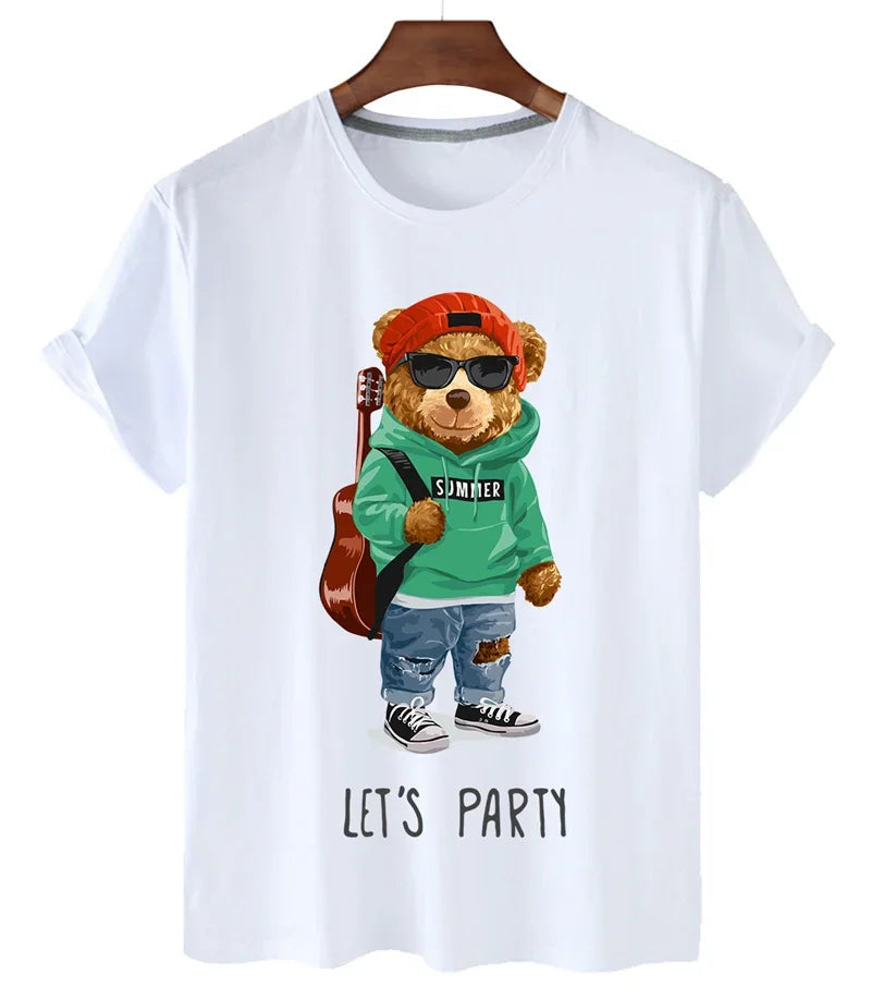 Funny Bear Print Tshirt Women Fashion Cartoon Harajuku Casual T-shirt Female Summer Short Sleeved Top Tees Unisex T Shirt luxecrown.co.uk