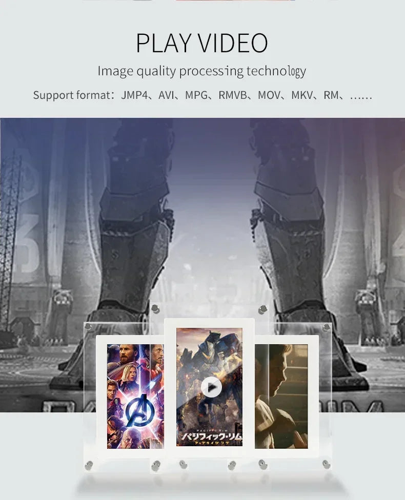 **CrystalView 5" Acrylic Digital Photo Frame – IPS Display | 1000mAh Battery | 2GB Memory** Streetsharks