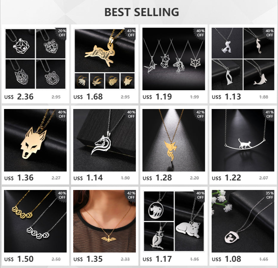 Skyrim Fashion Cute Animal Horse Pendant Necklace for Women Girls Stainless Steel Gold Color Chain Necklaces Gifts Wholesale Streetsharks