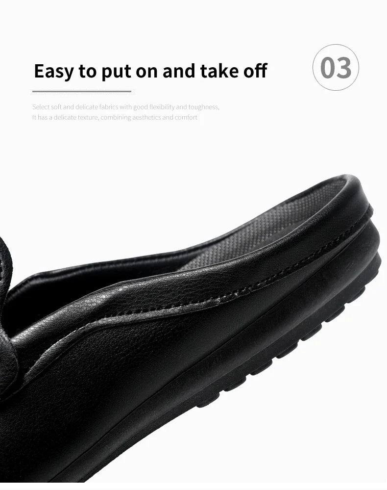 Summer Half Shoes For Men Comfortable Leather Casual Shoes Soft Flat Men's Loafers Lightweight Slip-on Shoes Man Daily Slippers luxecrown.co.uk