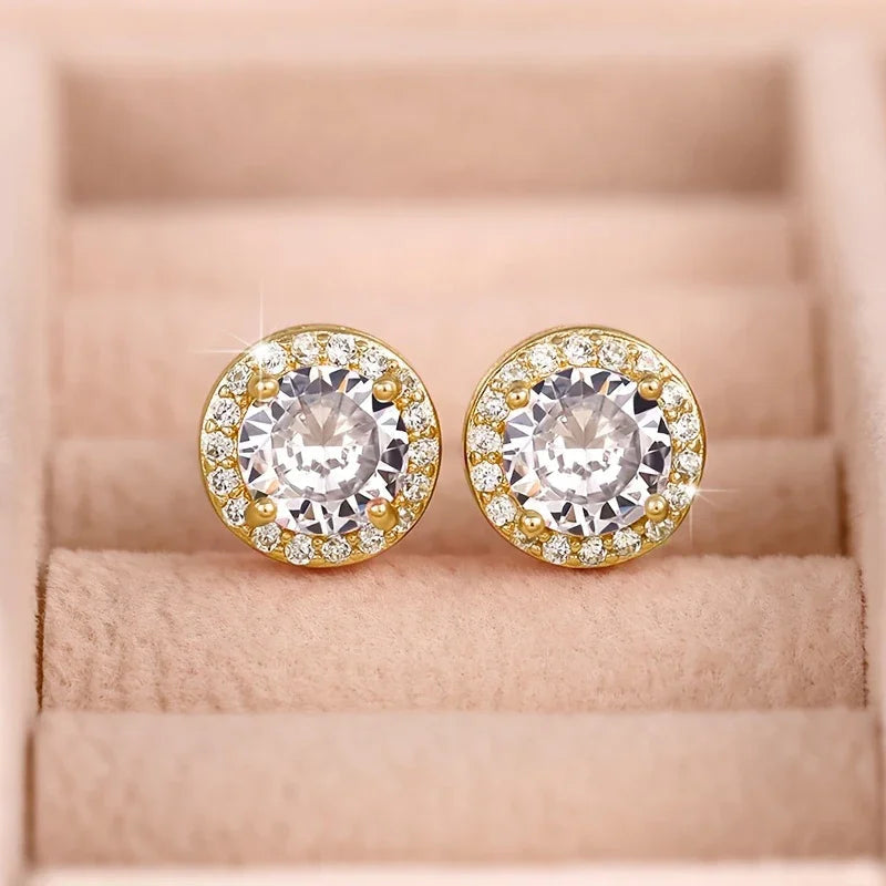 Huitan 925 Sterling Silver Shining White Cubic Zirconia Stud Earrings Luxury High Quality Jewelry Women Wedding Eternity Jewelry Streetsharks