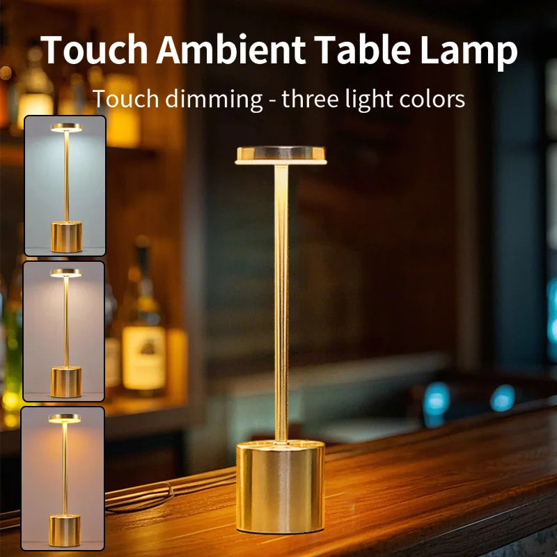 Classic Table Lamp USB Rechargeable Night Light Stepless Dimming Touch Desk Lamp 3 Colors Bedside Lamp Bar Hotel Decoration luxecrown.co.uk