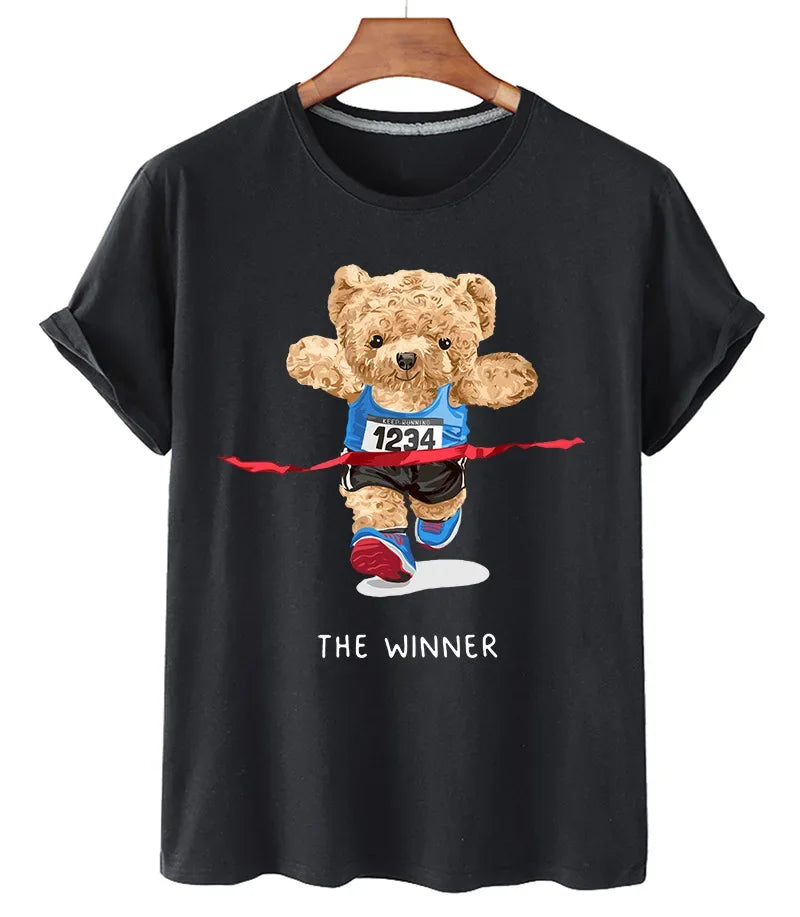 Funny Bear Print Tshirt Women Fashion Cartoon Harajuku Casual T-shirt Female Summer Short Sleeved Top Tees Unisex T Shirt luxecrown.co.uk