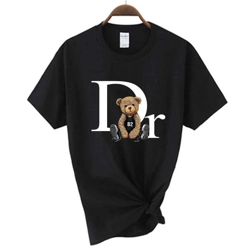 Luxury Brand Cute Bear Print Women T-shirt  Tshirt Summer Graphic Fashion Female polyester T Shirts Woman Clothing Free Shipping Streetsharks