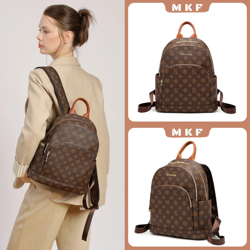 Mkf Genuine Vintage Retro Casual Backpack for Women, Original Design Niche Women's Bag, Large Capacity Travel Trendy Bag luxecrown.co.uk