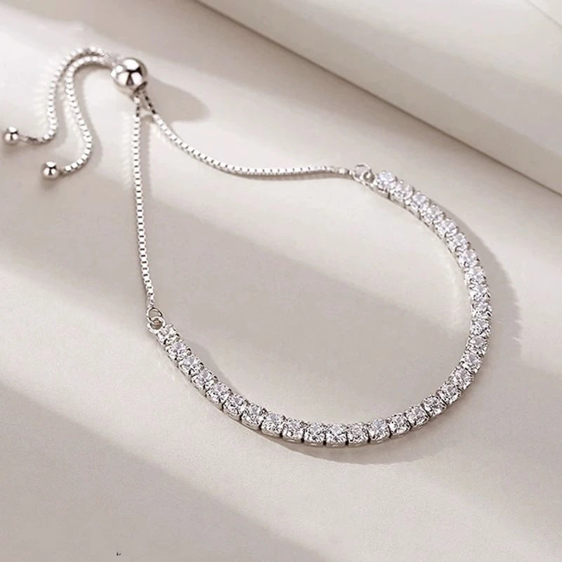925 Sterling Silver Zircon Bracelet For Women Luxury Handy Adjustable New Ladies Jewelry Birthday Party Fashion Jewelry Gift Streetsharks