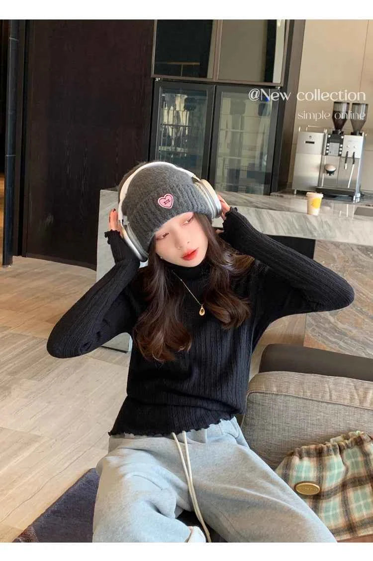 2026 Ruched Turtleneck Women Sweaters Autumn Winter Warm Pullover Slim Tops Knitted Sweater Jumper Soft Pull Female