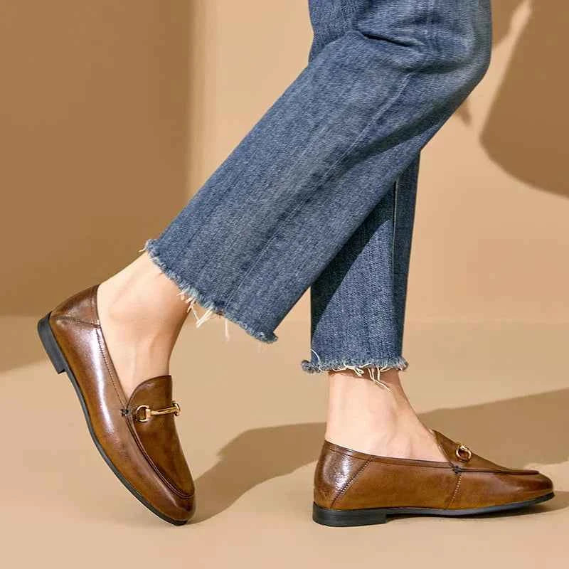 BEAUTODAY Dress Shoes Women Loafers Cow Leather Sheepskin Rubber Formal Business Suit Ladies 2025 Spring Autumn Handmade 27171 luxecrown.co.uk