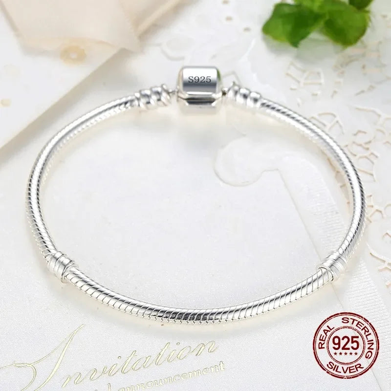 Luxury Handmade Original Fine Jewelry 925 Sterling Silver Charm Bracelet Soft Smooth Snake Bone Bracelets for Women Streetsharks