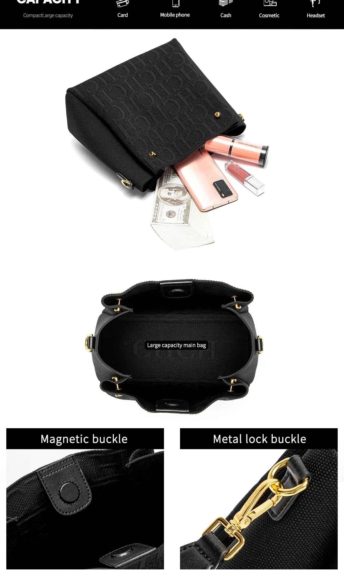 CH Crossbody Elegant Design Sense Letters Drawstring Design Brand Women's Bag Fashion Casual Hundred Women's Bag Crossbody