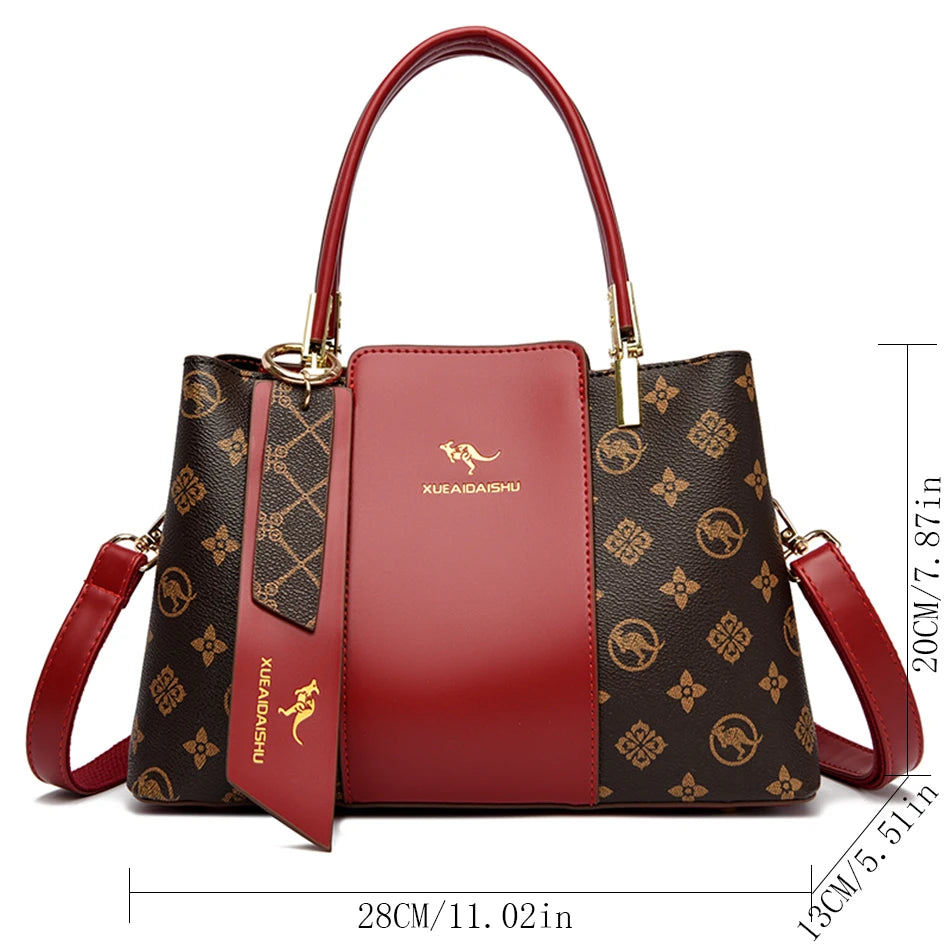 Luxury Handbag Fashion Print Large Capacity Soft Leather Women Shoulder Crossbody Bag Leisure Designer Ladies Purses and Handbag luxecrown.co.uk