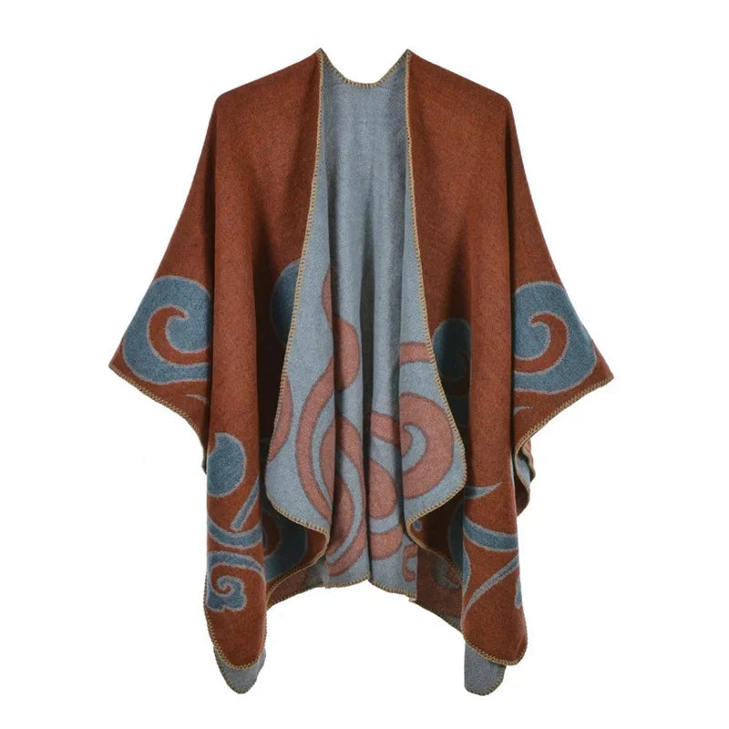Winter Fashion Poncho Women Capes Scarf Imitation Cashmere Ladies Scarves Warm Shawls Wraps Woman Ponchos Bufanda Mujer Foulard luxecrown.co.uk
