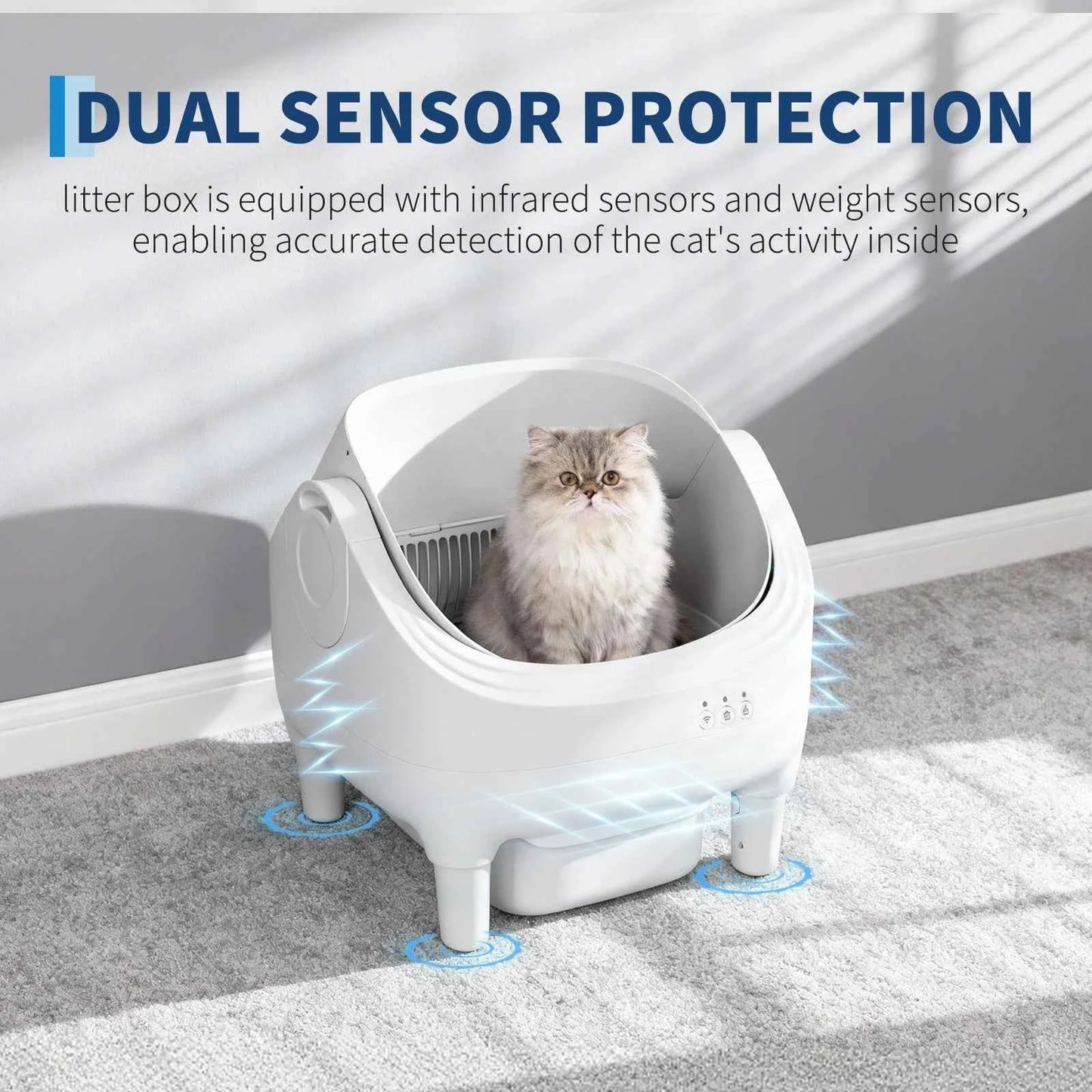 Self Cleaning Automatic Cat Litter Box, APP Control,Odor-Free,Open-Top w/Large Waste Bin for Multiple Cats Includes Trash Bags